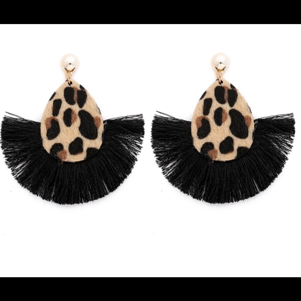 Cheetah Fringe Earrings